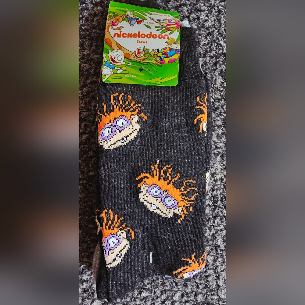 Nickelodeon Rugrats Chuckie Pattern Crew Socks - Pack Of 2 Nwt